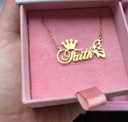 Name with Butterfly Necklace