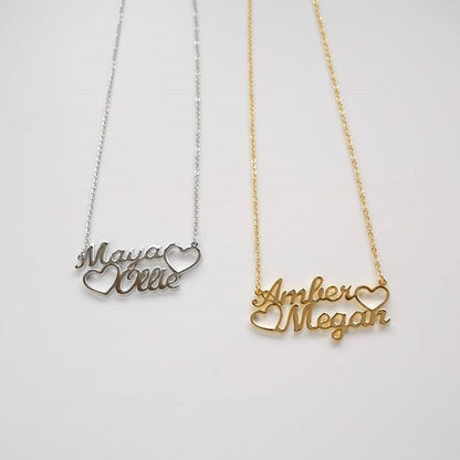 Custom Couple Name Necklace with Crown & Heart