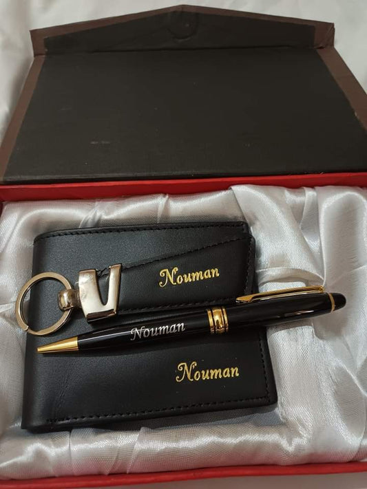 "Customized Wallet, Keychain, and Pen Set: The Perfect Gift for Any Occasion or Personal Use, Tailored to Reflect Individual Style and Sentiment"