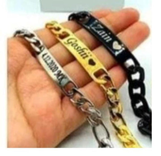 Elegant and Personalized Customized Chain Bracelet Available in Three Stunning Colors: Black, Golden, and Silver for a Unique and Stylish Touch