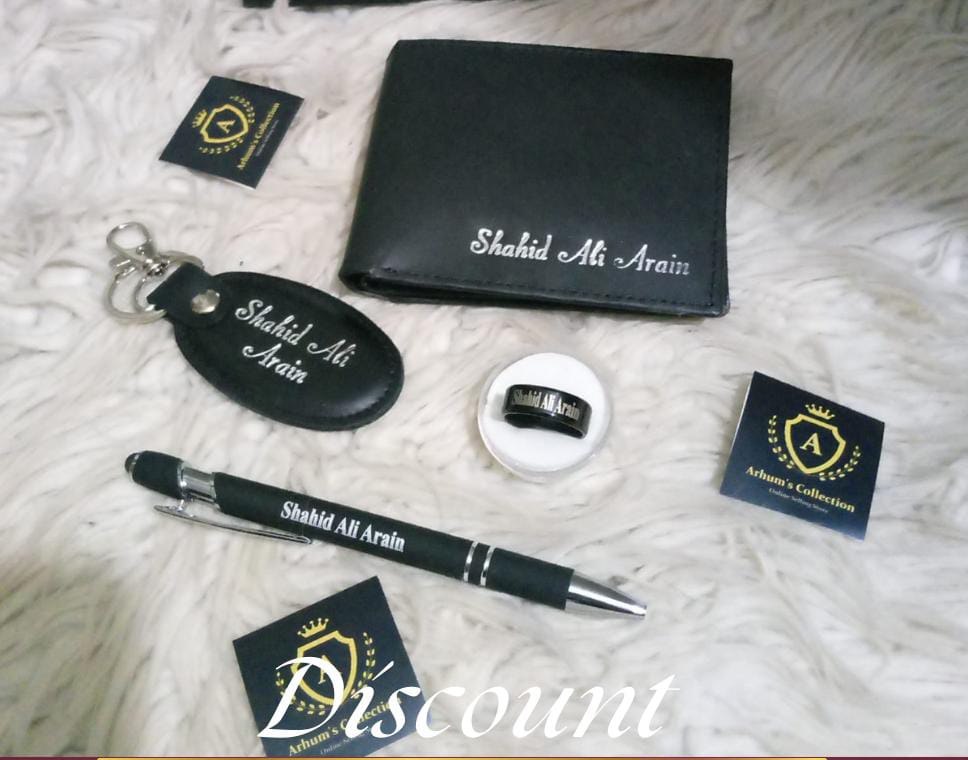 "Elegantly Crafted Custom Wallet Keychain Pen + Ring Gift Box: The Perfect Personalized Gift for Any Occasion or Personal Indulgence"