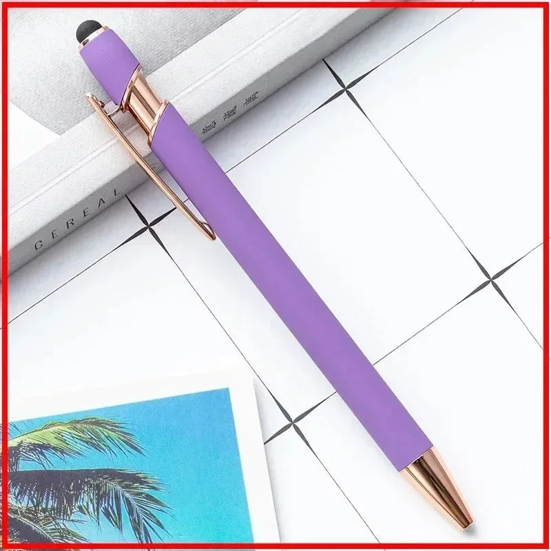 50pcs Metal Ballpoint Pen Touch Screen Pen Custom Logo  Office School Advertising Pen Text Engraving Custom Pen Engraving Laser