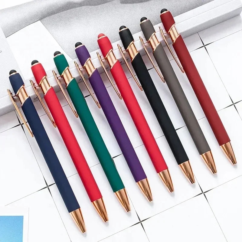 50pcs Metal Ballpoint Pen Touch Screen Pen Custom Logo  Office School Advertising Pen Text Engraving Custom Pen Engraving Laser